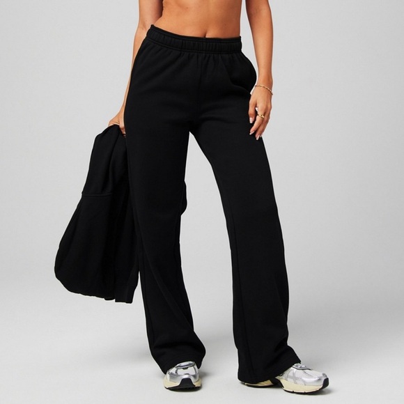 Fabletics Pants - Fabletics Cozy Fleece Wide Leg Sweatpant in Black